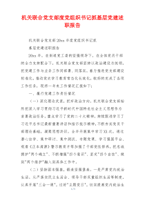机关联合党支部度党组织书记抓基层党建述职报告