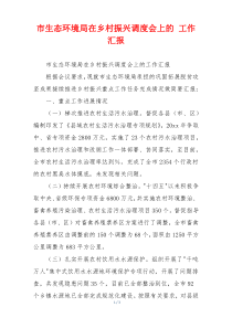 市生态环境局在乡村振兴调度会上的 工作汇报