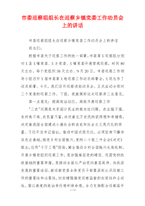 市委巡察组组长在巡察乡镇党委工作动员会上的讲话