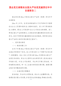 国企党支部落实全面从严治党党建责任年中自查报告二
