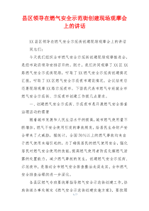 县区领导在燃气安全示范街创建现场观摩会上的讲话