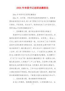 2024年市委书记述职述廉报告