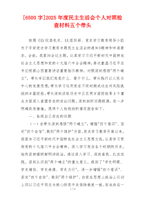 [6500字]2025年度民主生活会个人对照检查材料五个带头