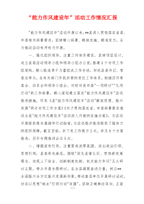 “能力作风建设年”活动工作情况汇报