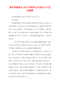 税务局副局长2025年度民主生活会个人发言提纲