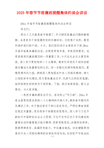 2025年春节节前廉政提醒集体约谈会讲话