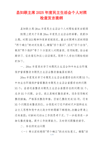 县妇联主席2025年度民主生活会个人对照检查发言提纲