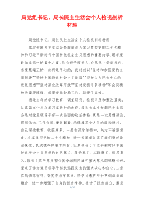 局党组书记、局长民主生活会个人检视剖析材料