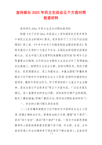 宣传部长2025年民主生活会五个方面对照检查材料