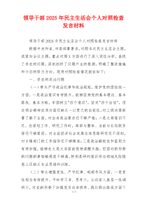 领导干部2025年民主生活会个人对照检查发言材料