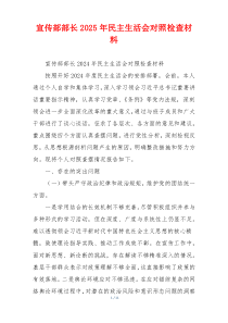 宣传部部长2025年民主生活会对照检查材料