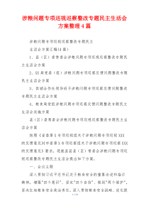 涉粮问题专项巡视巡察整改专题民主生活会方案整理4篇