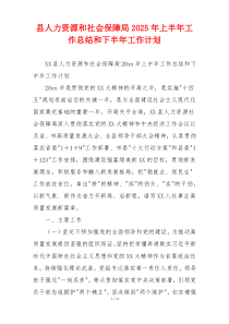 县人力资源和社会保障局2025年上半年工作总结和下半年工作计划