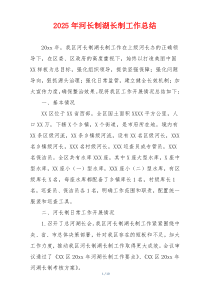 2025年河长制湖长制工作总结