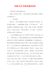 纪委2025年政治建设总结