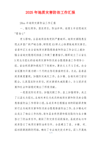 2025年地质灾害防治工作汇报