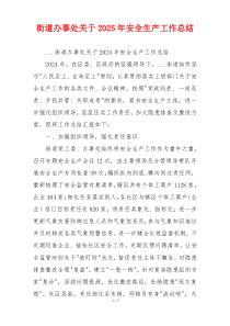 街道办事处关于2025年安全生产工作总结