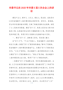 市委书记在2025年市委X届X次全会上的讲话