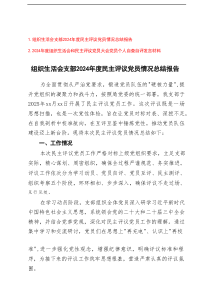 组织生活会支部2024-2025年度民主评议党员情况总结报告