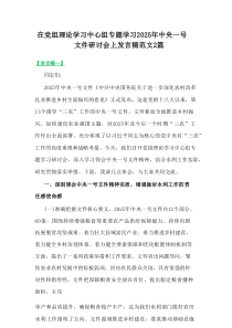在党组理论学习中心组专题学习2025年中央一号文件研讨会上发言稿范文精编2篇