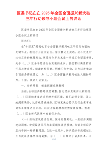 区委书记在在2025年全区全面振兴新突破三年行动领导小组会议上的讲话