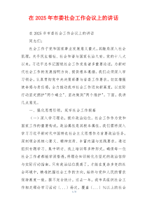 在2025年市委社会工作会议上的讲话