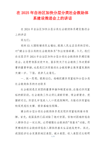 在2025年自治区加快分层分类社会救助体系建设推进会上的讲话