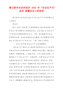 唐云舒市长在河池市2025年“安全生产月”动员 部署会议上的讲话