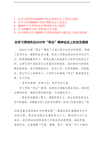 2025年在学习贯彻传达“两会”精神会议上的发言提纲5篇优秀