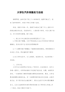 大学生汽车销售实习总结范文