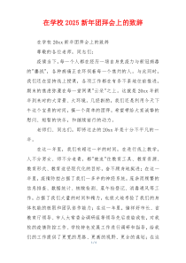 在学校2025新年团拜会上的致辞