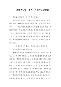 县委书记学习中央一号文件研讨发言