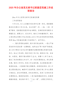 2025年办公室党支部书记抓基层党建工作述职报告