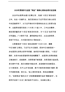 2025年贯彻学习全国“两会”精神心得体会研讨发言稿（共12篇）