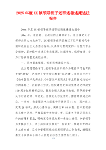 2025年度XX镇领导班子述职述德述廉述法报告