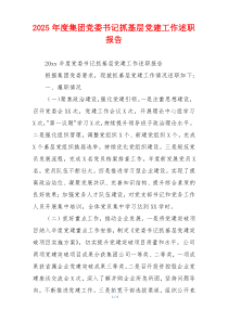 2025年度集团党委书记抓基层党建工作述职报告
