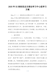 2025年XX高校党总支理论学习中心组学习方案