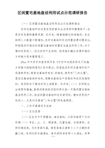 区闲置宅基地盘活利用试点示范调研报告