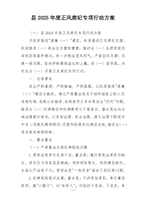 县2025年度正风肃纪专项行动方案