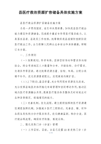 县医疗救治资源扩容储备具体实施方案