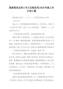 国家税务总局X市X区税务局2025年度工作计划2篇