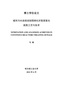城市污水连续流短程硝化厌氧氨氧化脱氮工艺与技术