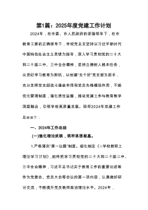 2025年度党建工作计划范文精选(九篇)