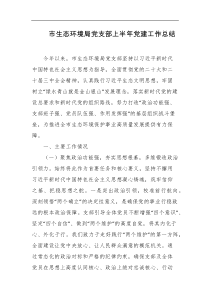 市生态环境局党支部上半年党建工作总结