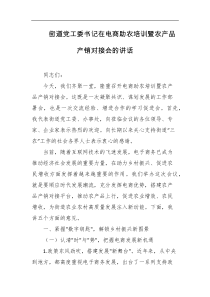 街道党工委书记在电商助农培训暨农产品产销对接会的讲话