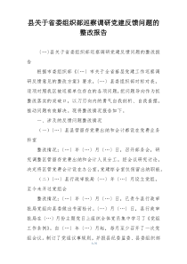 县关于省委组织部巡察调研党建反馈问题的整改报告