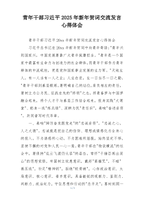 青年干部习近平2025年新年贺词交流发言心得体会