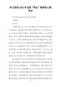 学习贯彻2025年全国“两会”精神的心得体会