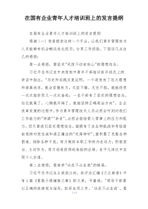 在国有企业青年人才培训班上的发言提纲