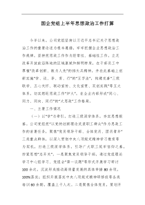 国企党组上半年思想政治工作打算
